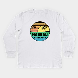 Nassau New Providence Island Bahamas Tropical Beach Surfing Scuba Surf  Vacation Kids Long Sleeve T-Shirt